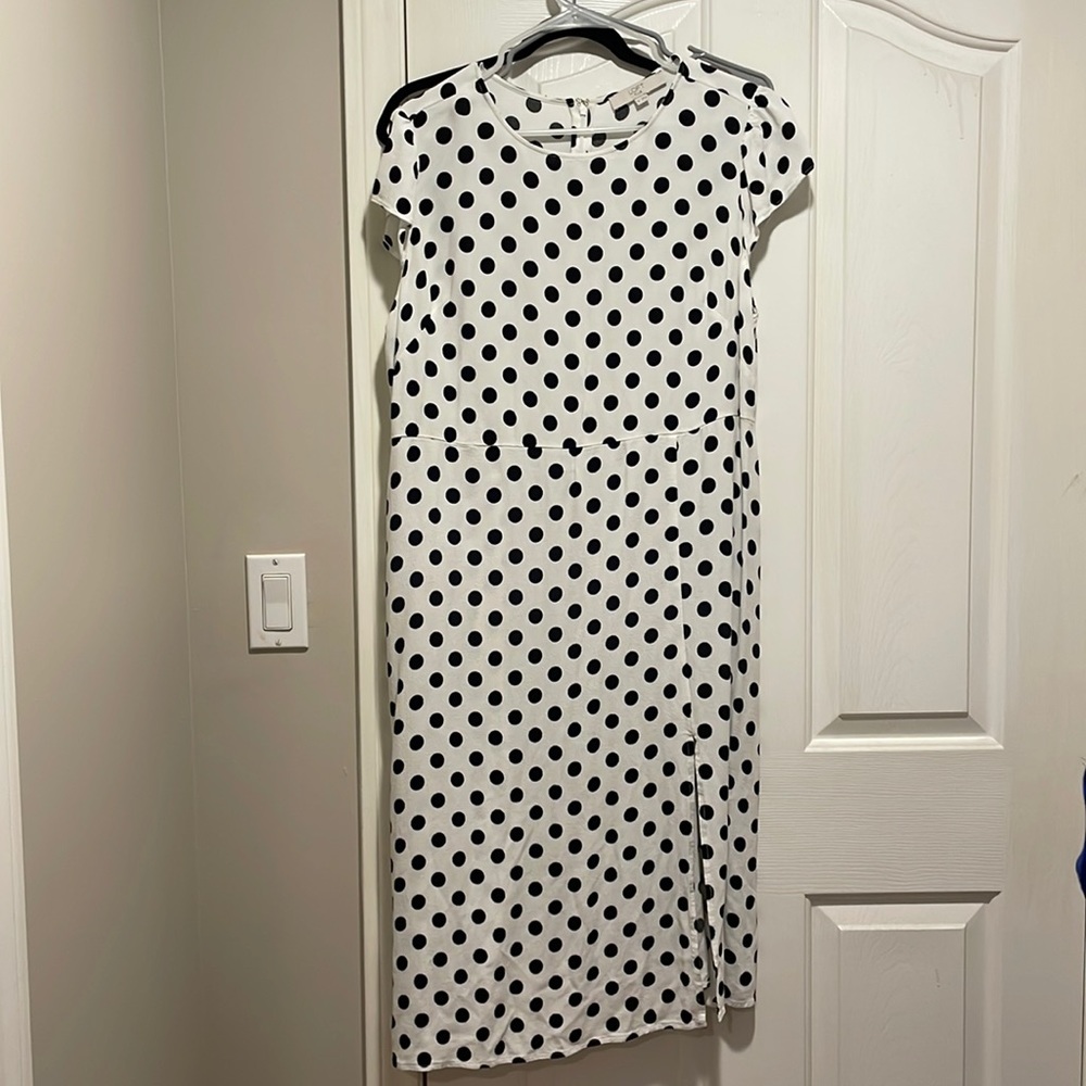 SIZE 16 LOFT PLUS POLKA DOT BLACK AND WHITE DRESS CUTE FOR GRADUATION